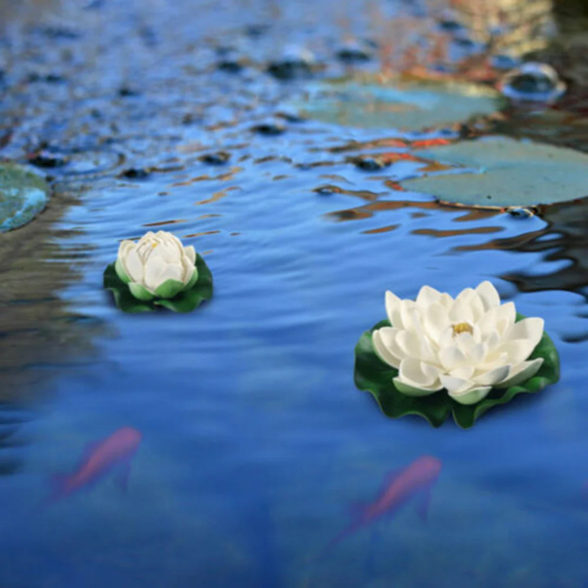 Aqualya Seerosen Set | Künstliche Teichdeko | 6 Stück | Naturgetreue Optik | Für Garten & Pool