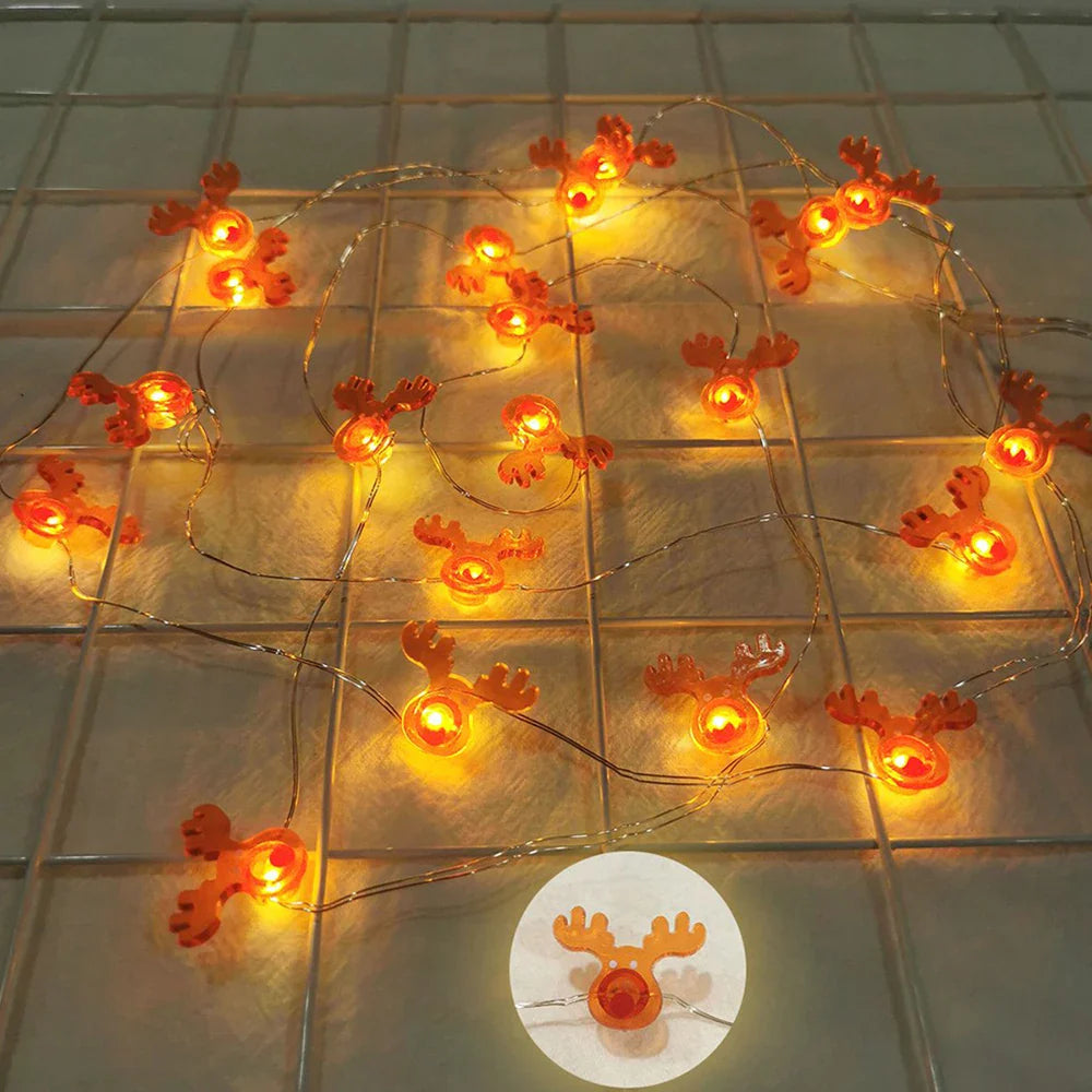 Lumirelle | LED-Weihnachtslichterkette | Muster mit Weihnachtsmann und Schneemann | Warmweißes Licht | Ideal für Baum-, Fenster- und Tischdekoration