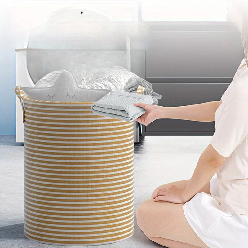 StoraFlex | Faltbarer Wäschekorb mit Streifenmuster | Multifunktional für Bad, Schlafzimmer & Spielzeug