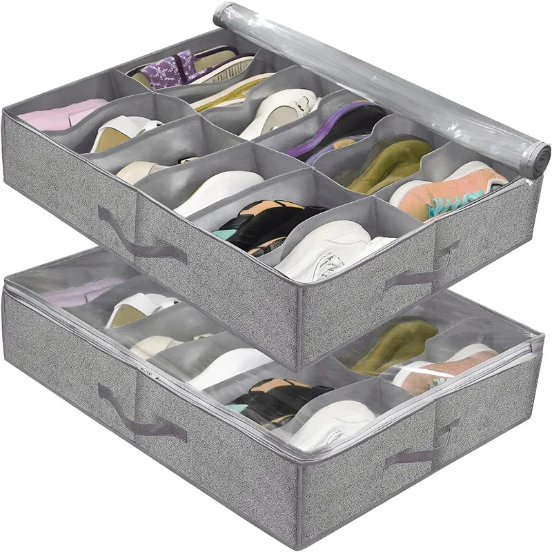 Subvento Unterbett Organizer | Faltbar & Staubfrei | Mit Sichtfenster & Griffen | Hellgrau  html Copy Edit