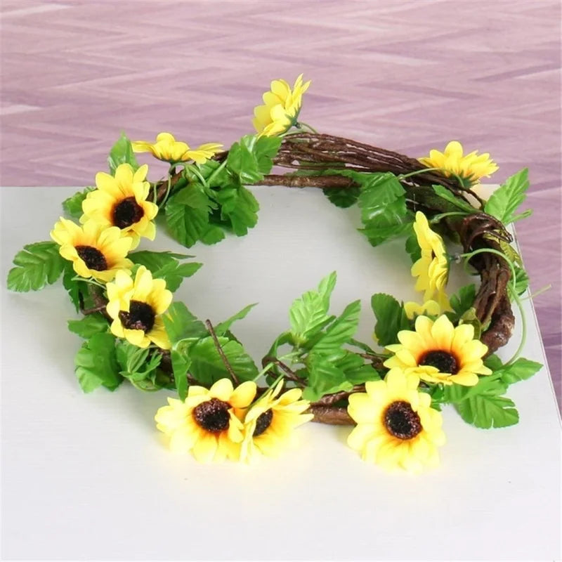 SunFlare | Kunstblumen-Girlande Sonnenblume | Flexibel & Wetterbeständig | 2,6m Länge