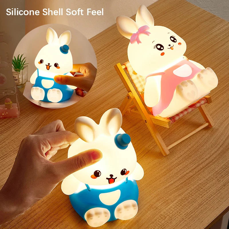 BunnyGlow | Kinder Nachtlicht | 5 Farben LED | Tragbar & Silikon | Perfekt für Babyzimmer & Camping