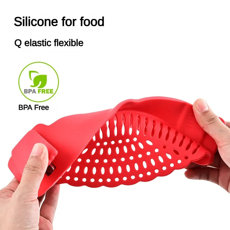 FlexiSieb Topf-Abgießhilfe | Silikon mit Edelstahl-Clips | BPA-frei & Kompakt | 22,5 cm