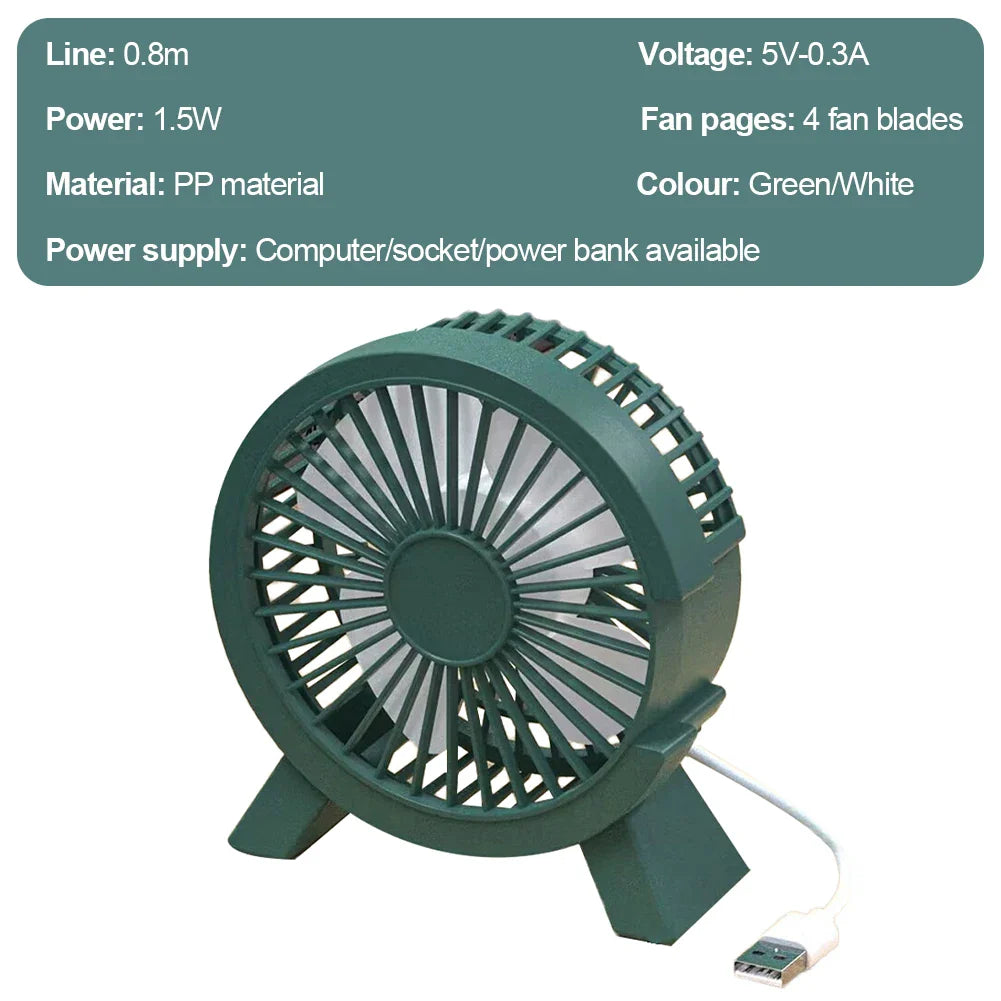 BreezeMax | Mini USB Tischventilator | Leise & Kompakt | Ideal für Büro & Camping