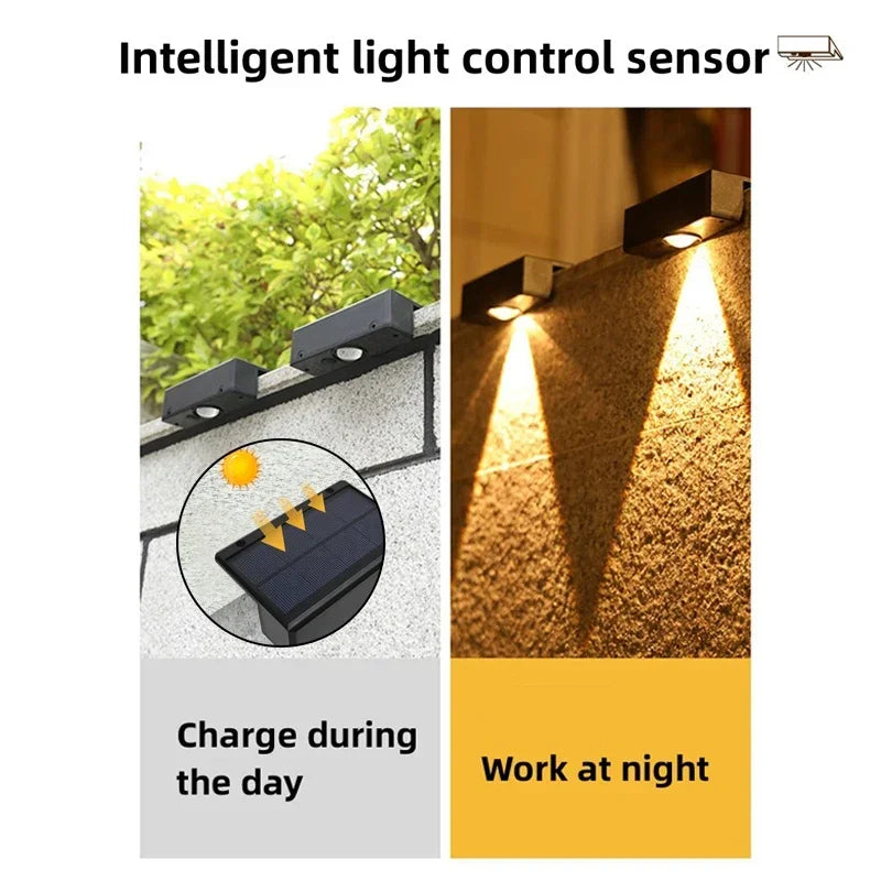 LumiGlow Solar-Wandleuchte | 3 Lichtmodi | IP65 Wasserdicht & Wetterfest