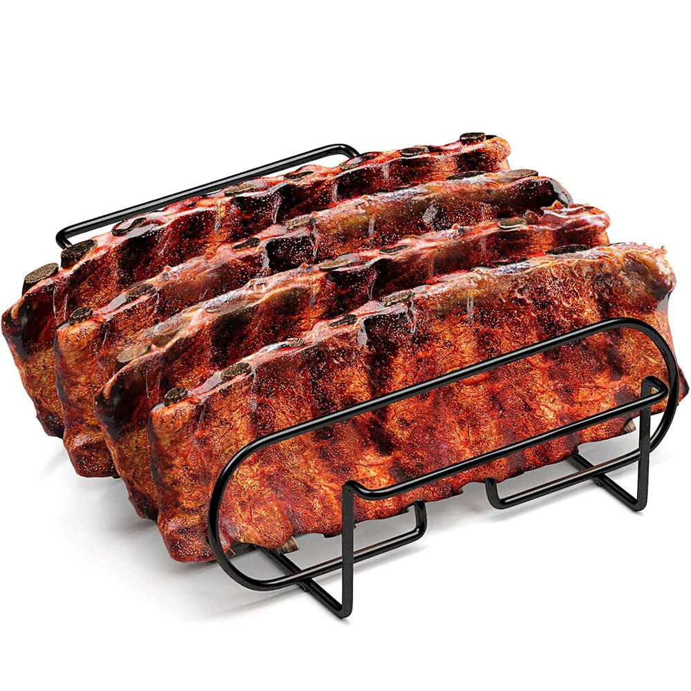 BBQPro Rippchenhalter | Antihaftbeschichtet | Platzsparend | Für Gasgrill & Smoker