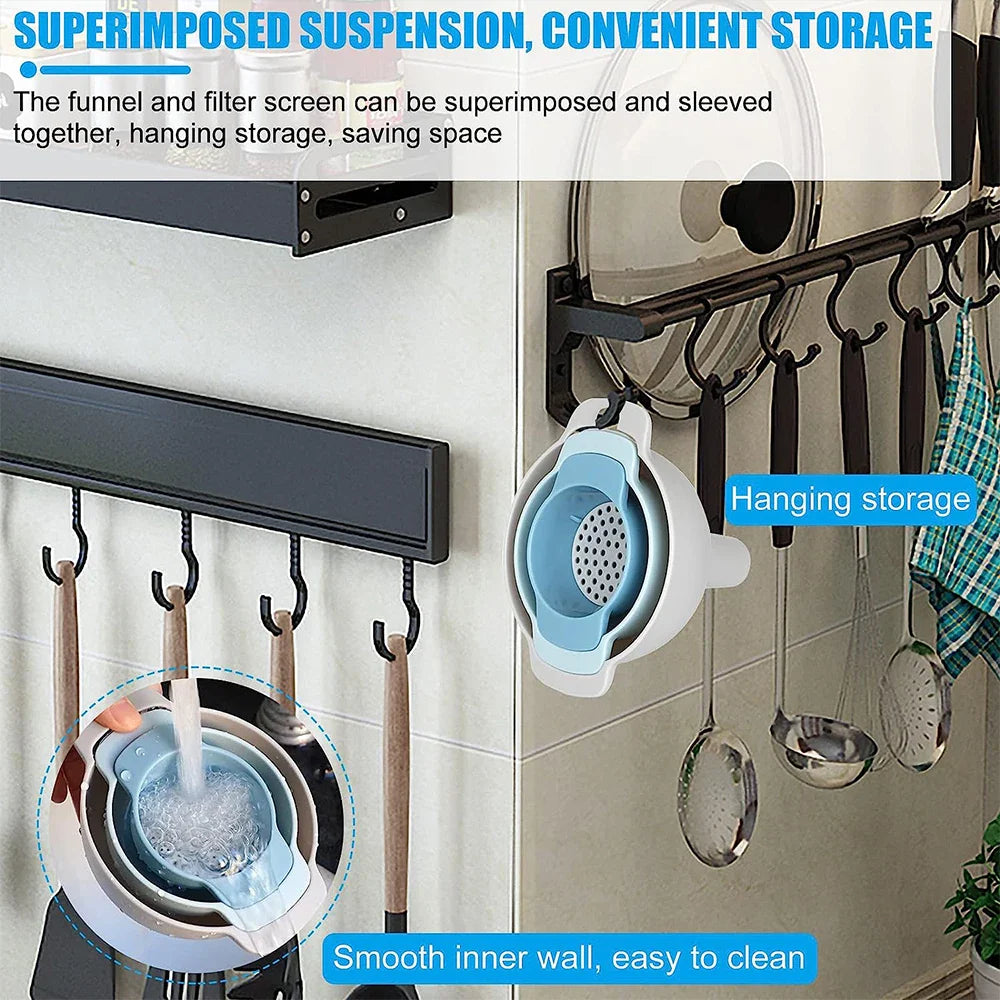 Elvoma FunnelSet 4in1 | Trichter-Set mit Siebfilter | BPA-frei & stapelbar | Für Öl, Saft, Pulver & Gewürze | Skandinavisches Design