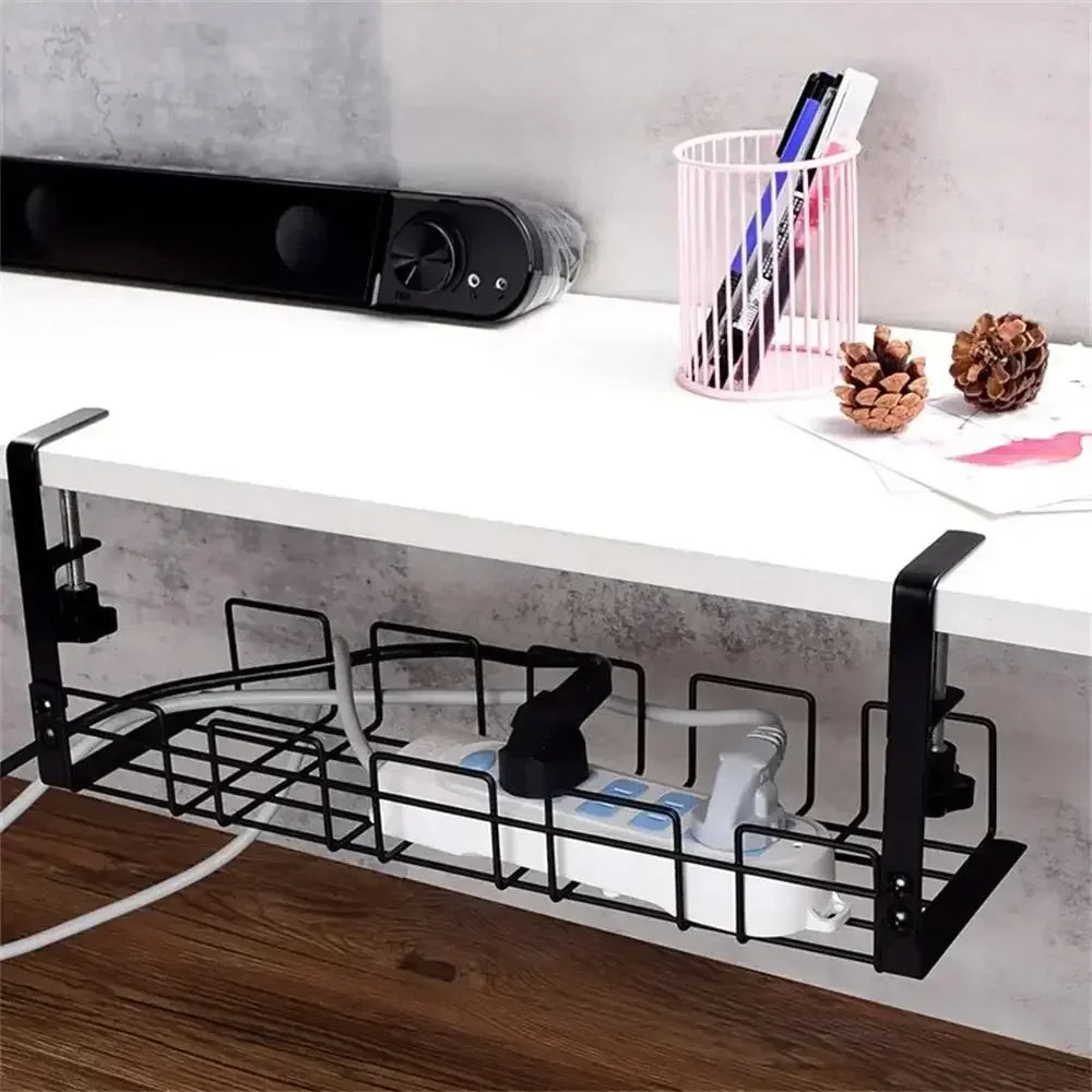 Ordix Kabelhalterung | Metall Kabelwanne | Für Schreibtisch & Büro | 40,5x13x16cm Schwarz