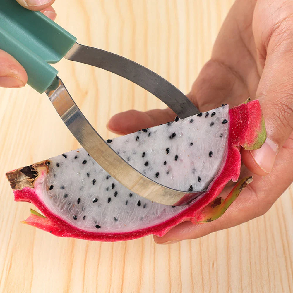 FruchtMeister | 3-in-1 Wassermelonen-Schneider | Multifunktional und Ergonomisch | Edelstahl & PP-Kunststoff