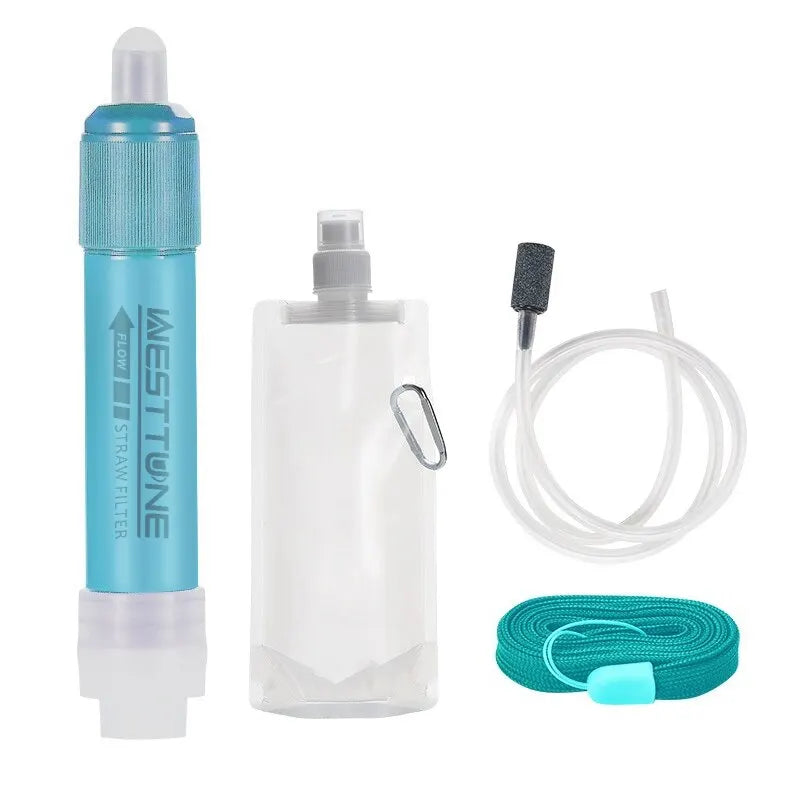 PUREFLUX Outdoor-Trinkhalm-Set | 3-Stufen Filtration | Kompakt & Leicht | Bis zu 4000L Kapazität