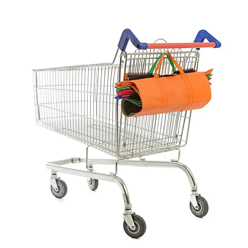 EcoCarry | 4er-Set faltbare Einkaufstaschen für Trolley | Robust, platzsparend & wiederverwendbar | Für Supermarkt, Wochenmarkt & Alltag