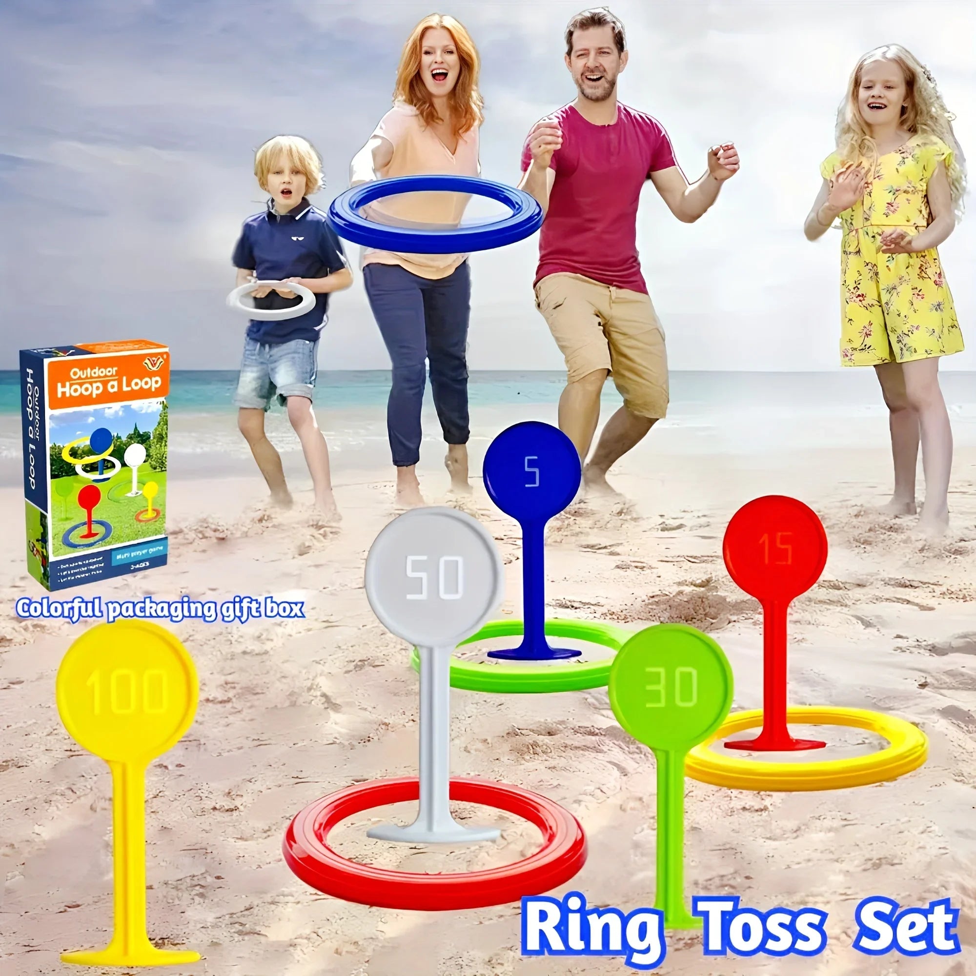 COLORA Ringwurfspiel | Lernspaß mit Punktesystem | Für Kinder ab 3 Jahren | 5 Zieltafeln & Wurfringe