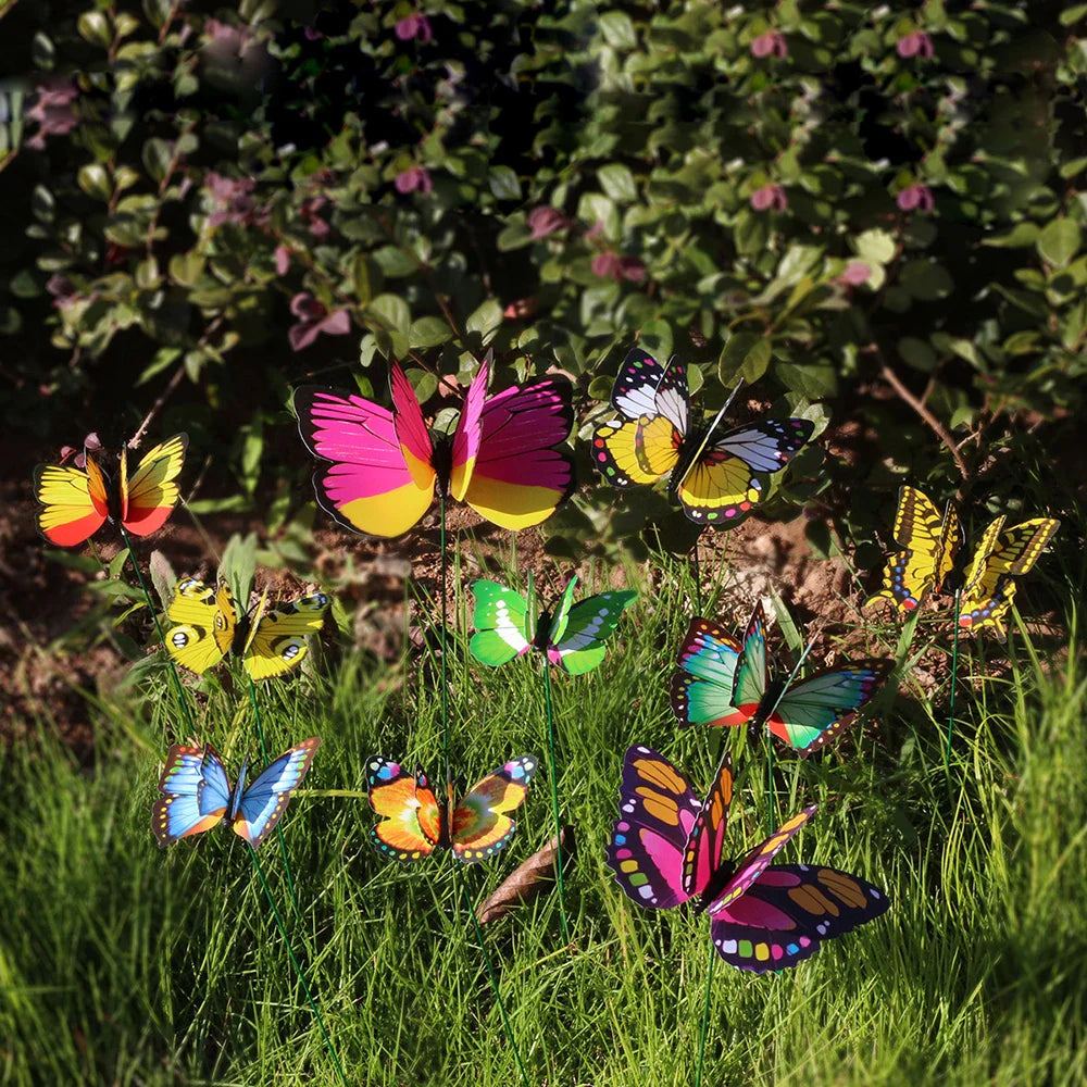 Papiluna Gartenstecker | 10 Bunte Schmetterlinge | Wetterfest & Dekorativ | Für Beet & Balkon