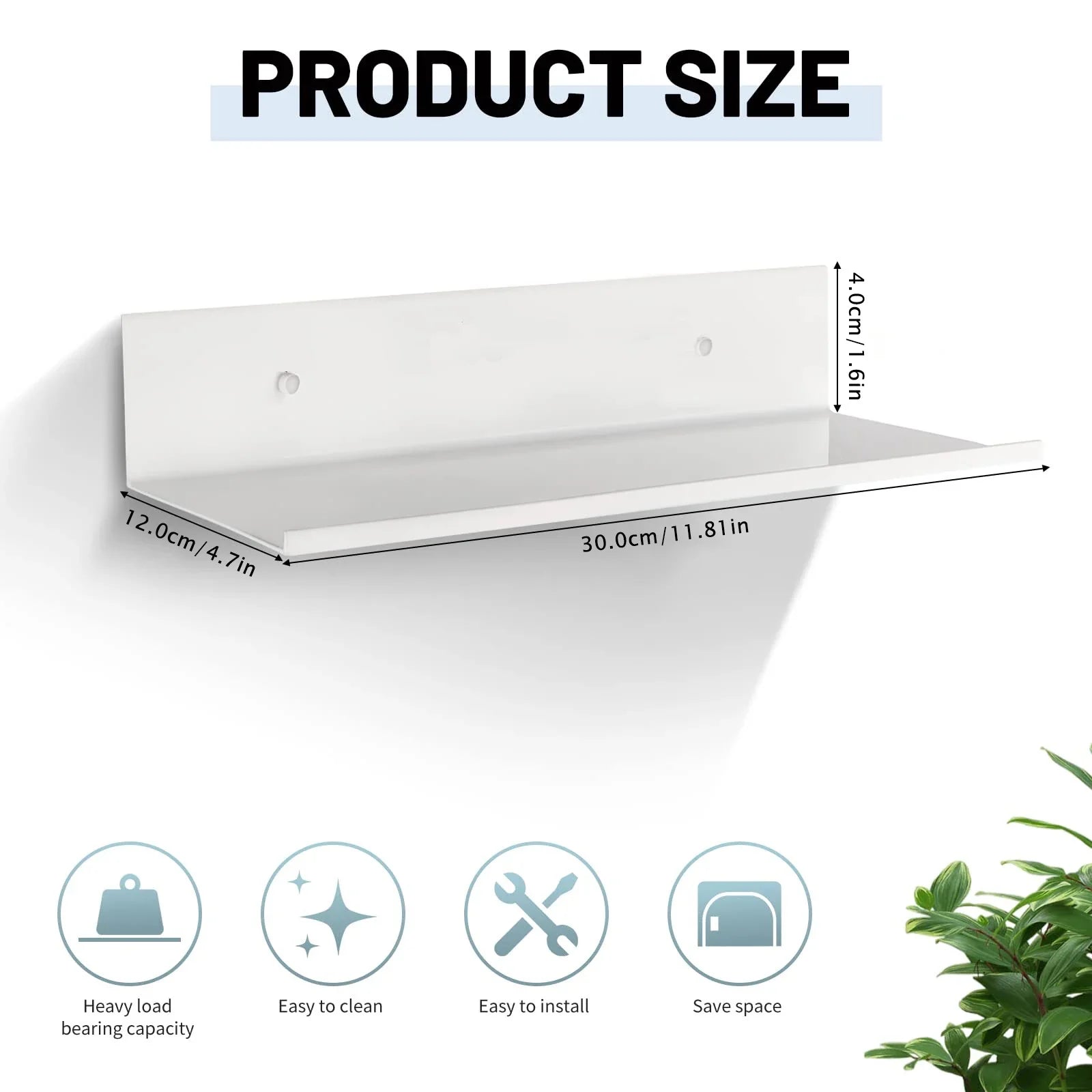 Metallura | Metall schwebendes Wandregal | Platzsparendes Aufbewahrungsregal 30/40/50 cm für Badezimmer, Küche & Schlafzimmer