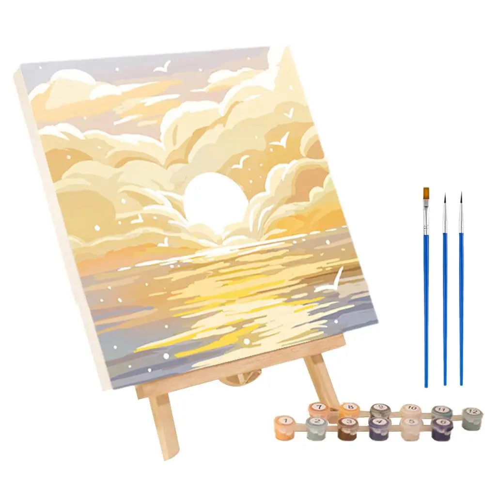 ArtMoment Malen-nach-Zahlen-Set | Abstrakte Sonnenuntergangslandschaft | Komplettes DIY-Kunstwerk