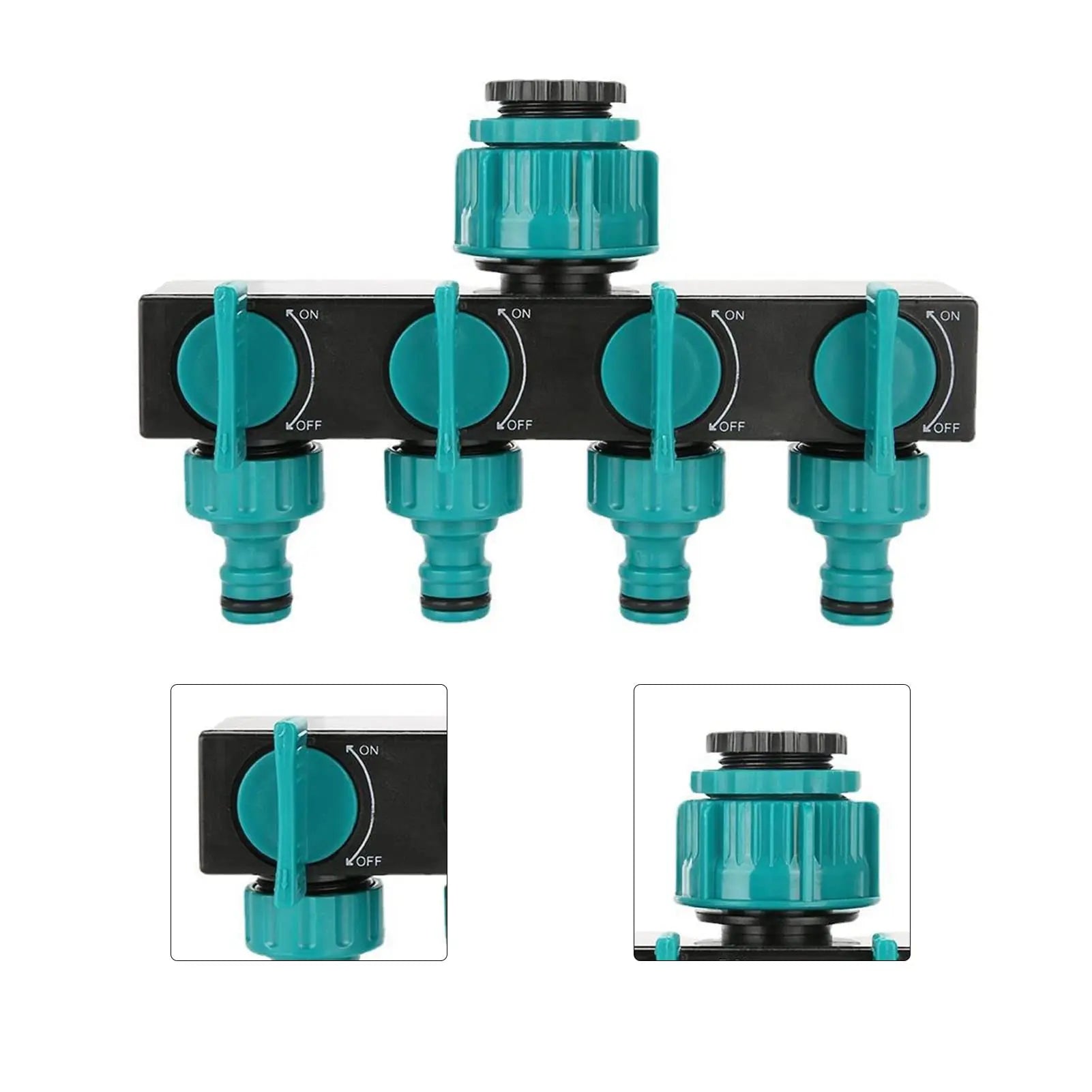 AquaSplit 4-Wege-Verteiler | Für ½", ¾", 1" Gewinde | Robustes Design | Grün-Schwarz