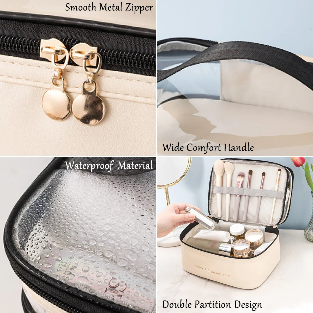 Cosmavera Kosmetiktasche | 2-in-1 Design | Transparent & Wasserfest | Für Reisen & Alltag