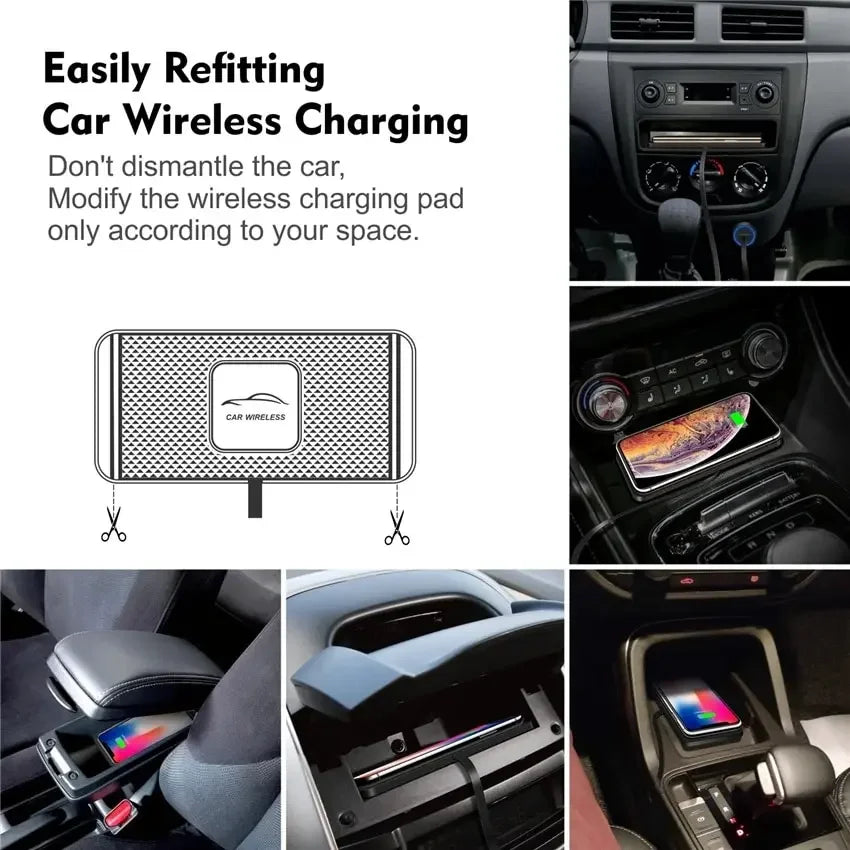 Enervia Wireless Ladepad | 15W Schnellladen | Rutschfest & Ultraflach | Für Auto & Zuhause