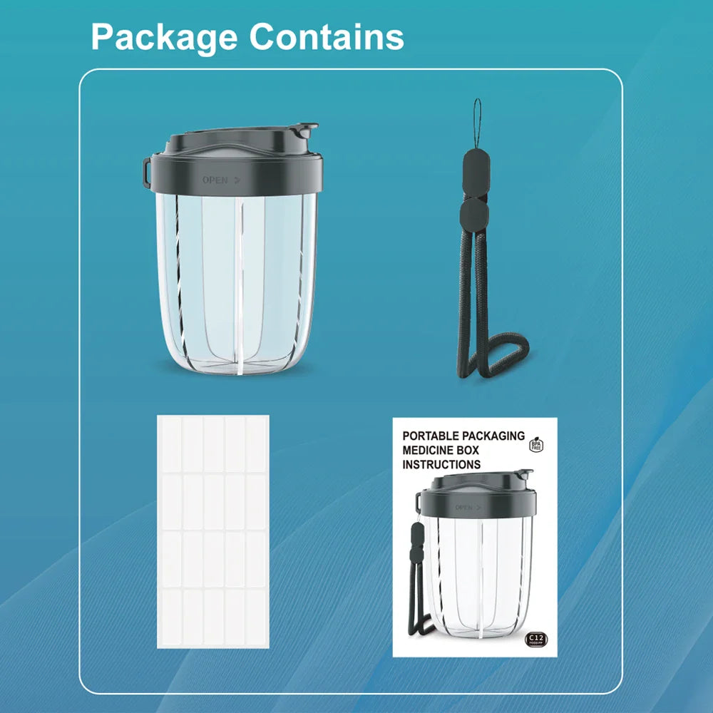 Pilliora Reise-Pillenbox | BPA-frei & Hygienisch | Anti-Mix System | Mit Trageschlaufe