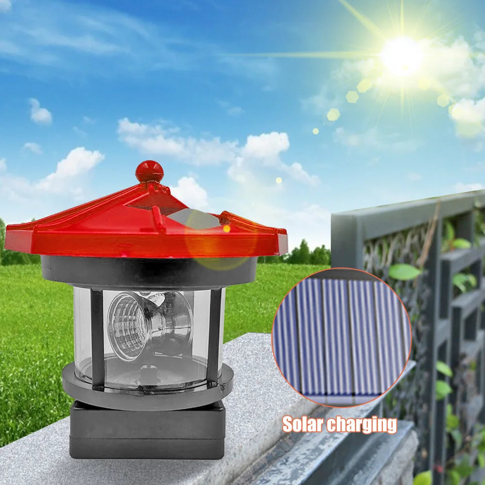 LumaSphere SolarLight | Leuchtturm-Design | Automatisches Drehen & Solarbetrieb | Wetterfest
