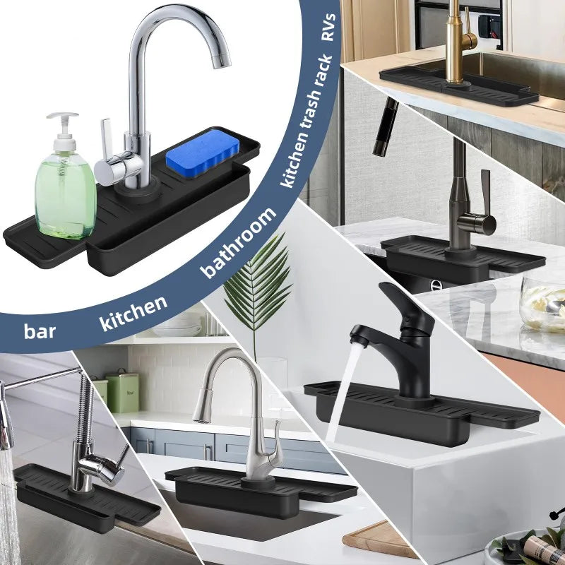 AquaDrift | Silikon-Ablagematte mit Schrägablauf | Trocknet Schwämme & Seife hygienisch | Für Küche & Waschbecken