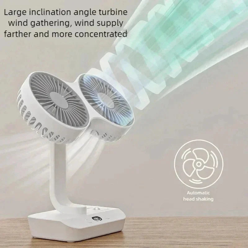 BreezeFlow | Kabelloser Tischventilator | Automatische Rotation & Langer Akku | Flexibel und Kompakt