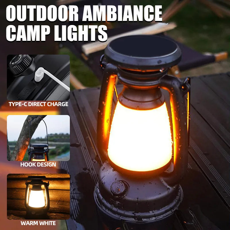 LumiEra Vintage LED Laterne | Tragbar & Wiederaufladbar