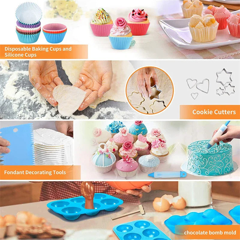 BakeMaster | Tortendeko-Set 236-teilig | Edelstahl-Spritztüllen & Spritzbeutel | Für Backfans & Hobbybäcker
