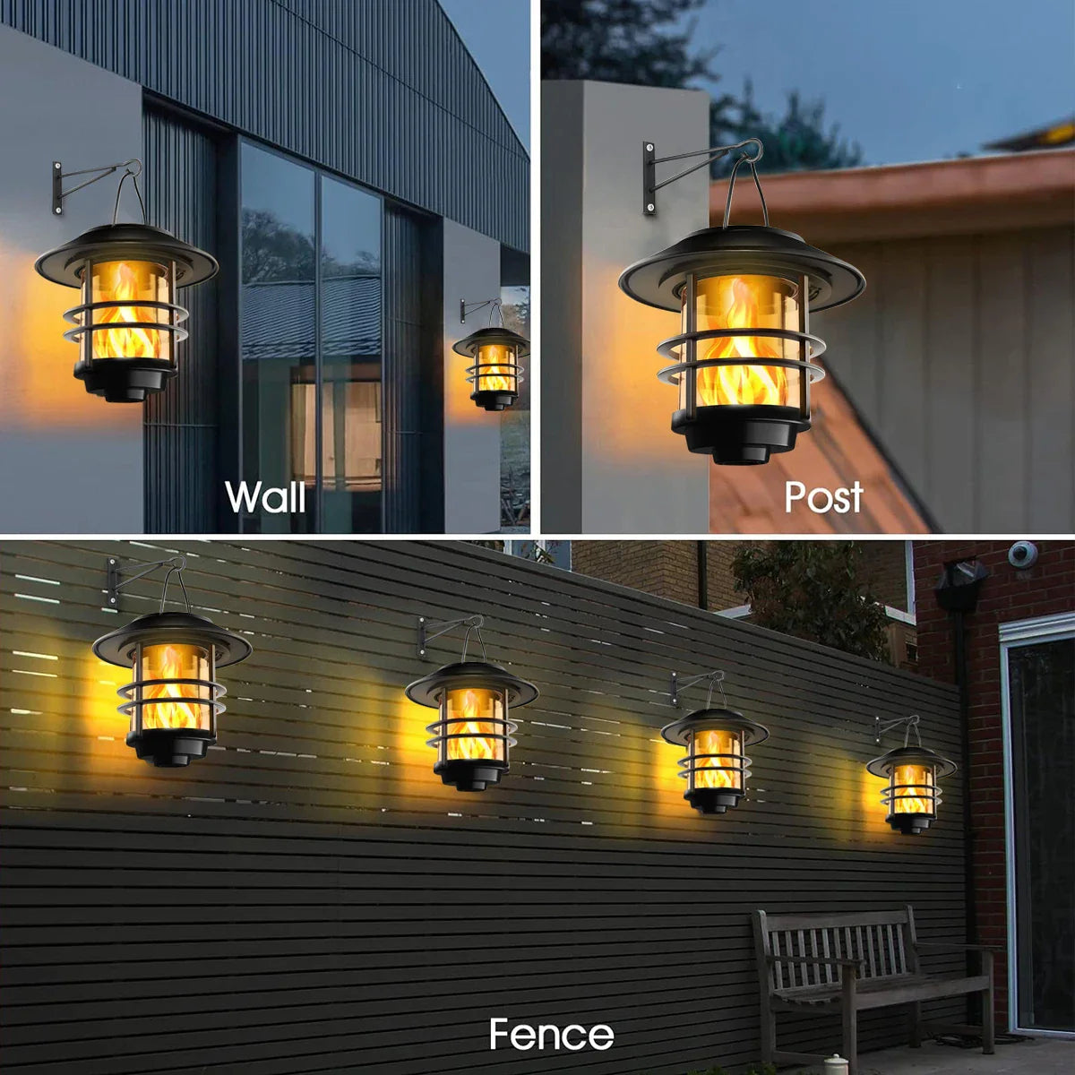 LumaFlame | Solar-Hängelaterne | Flackerndes Flammenlicht | Edelstahl & Glas