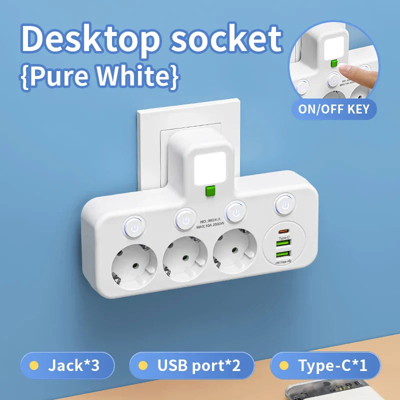 PowerHub ProLine | Steckdosenleiste | USB & Typ-C Anschlüsse | Flammhemmend