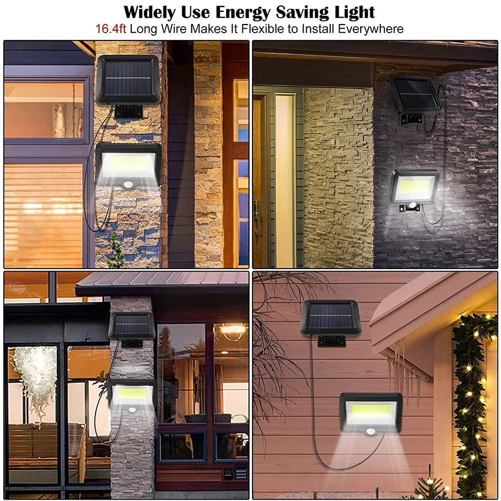 LumoSpark 100 | Solarbetriebene Außenleuchte | Bewegungssensor & Wetterfest | 100 COB-LEDs