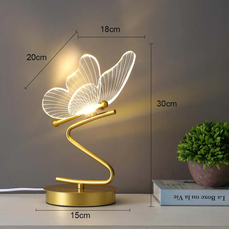Auralume Tischleuchte | 3 Lichtfarben | Elegantes Schmetterlingsdesign | Gold & Acryl