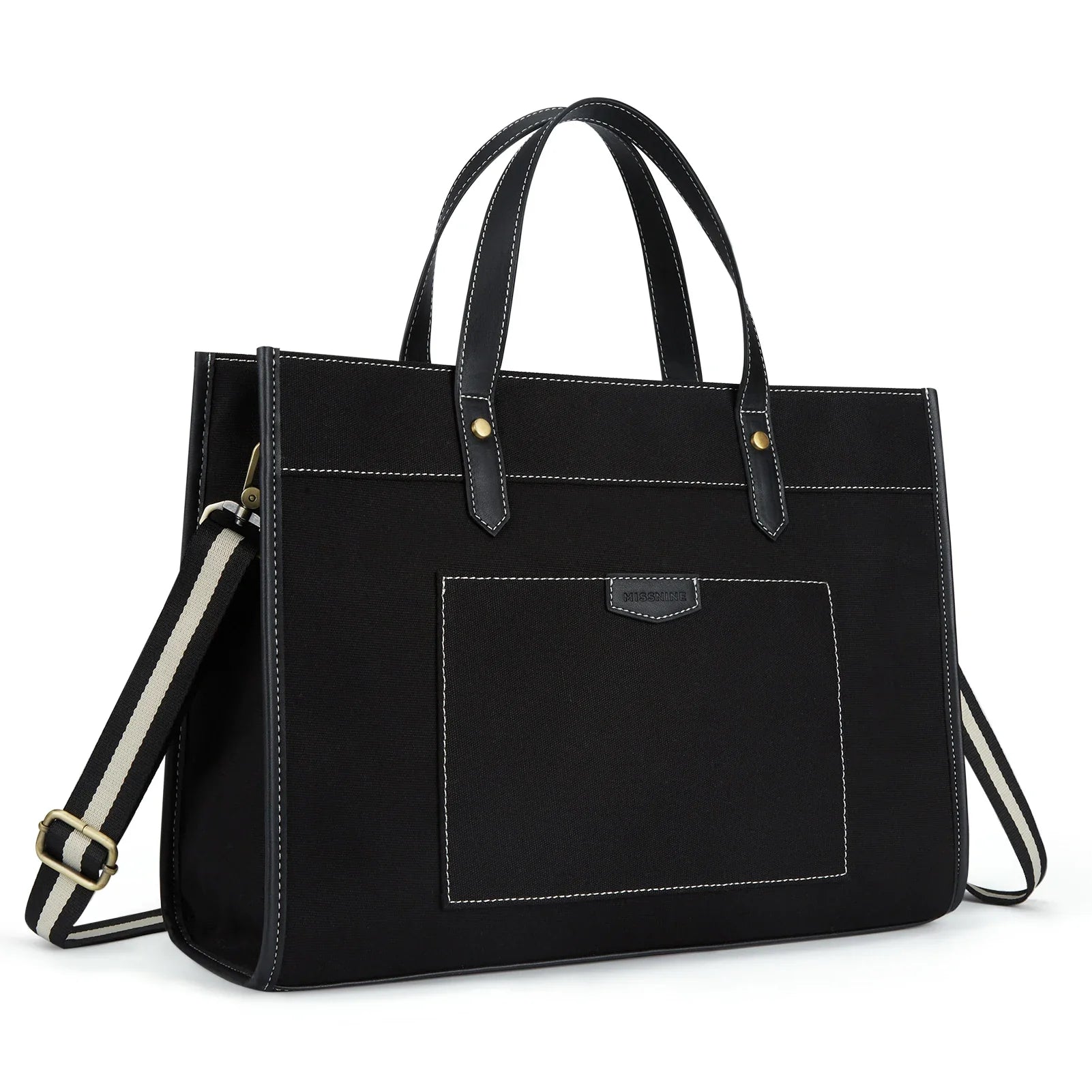 Lumineo Canvas-Tasche | Geräumig & Praktisch | Laptop Fach | Canvas & PU-Leder