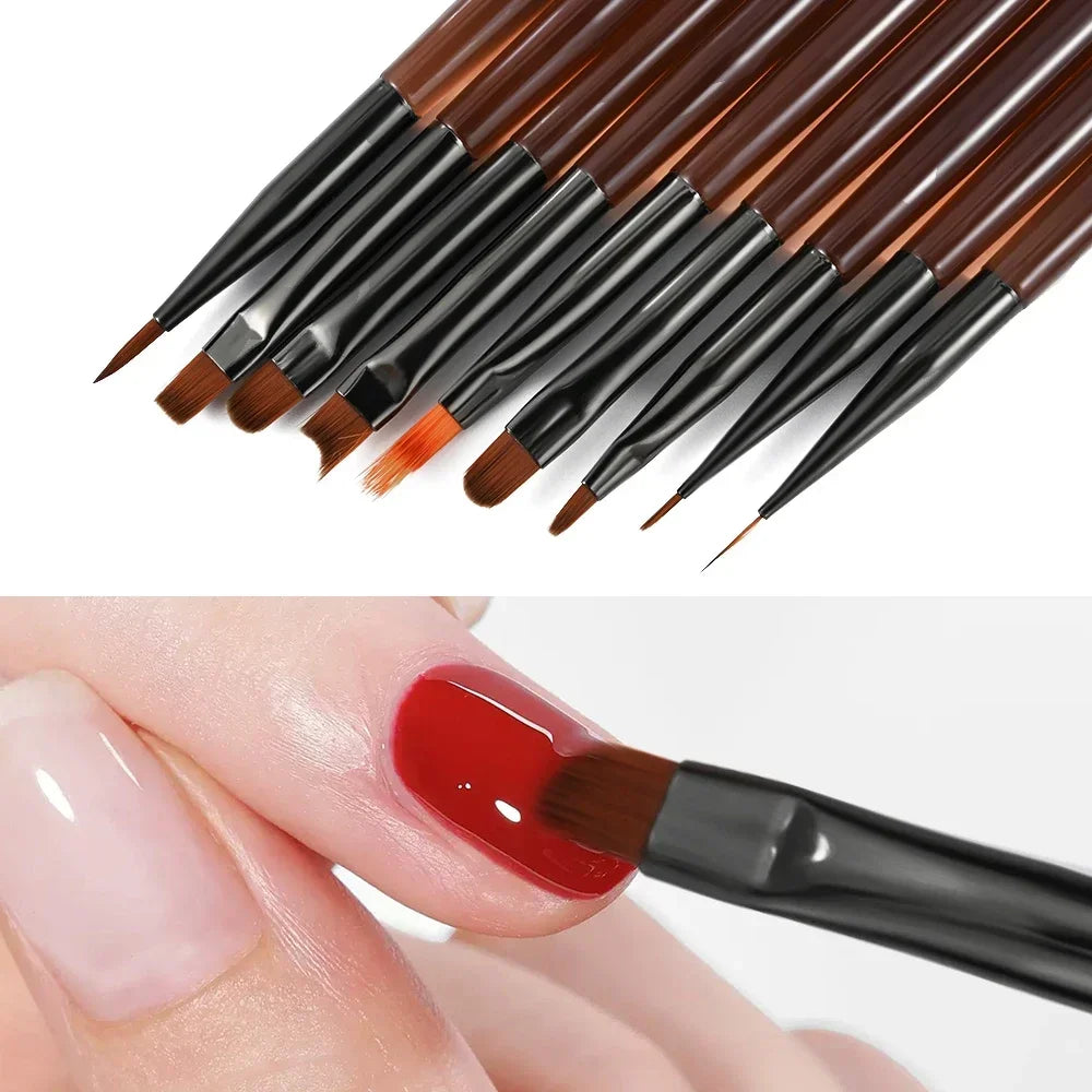 NailMaster | 9-teiliges Nail Art Pinsel-Set | Ultra-feine Nylonspitzen | Für Profis & Fortgeschrittene