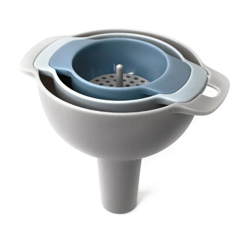Elvoma FunnelSet 4in1 | Trichter-Set mit Siebfilter | BPA-frei & stapelbar | Für Öl, Saft, Pulver & Gewürze | Skandinavisches Design
