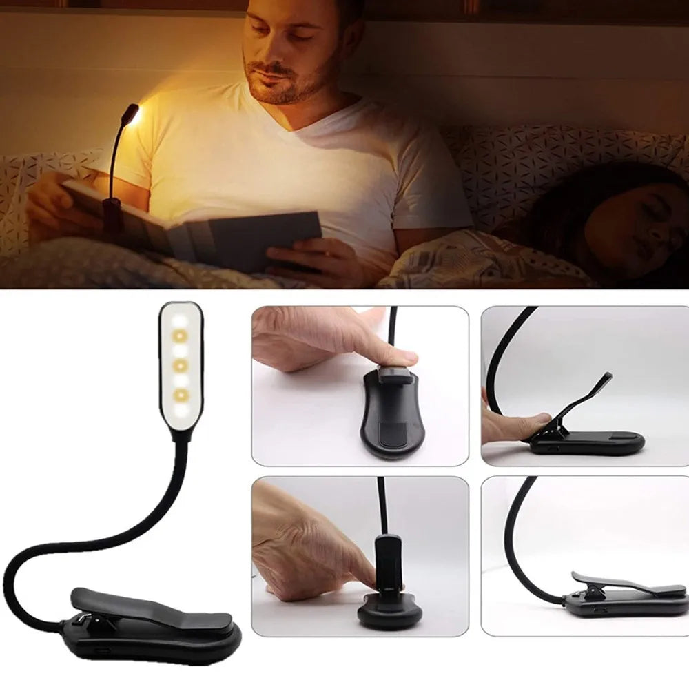 Readiva LED Leselampe | Flexibel & USB-Akku | 9 Lichtmodi & Clip | Warm- bis Kaltweiß