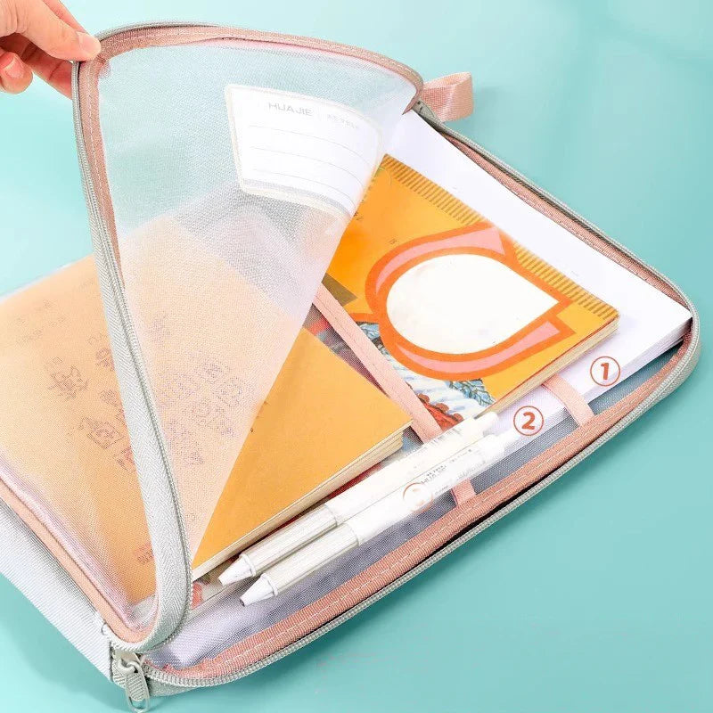 Docura | A4 Dokumententasche mit Reißverschluss | Transparent & Doppellagig | Nylon-Netz Organizer