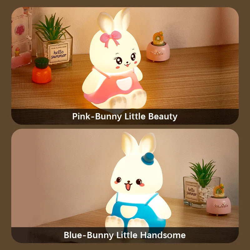 BunnyGlow | Kinder Nachtlicht | 5 Farben LED | Tragbar & Silikon | Perfekt für Babyzimmer & Camping