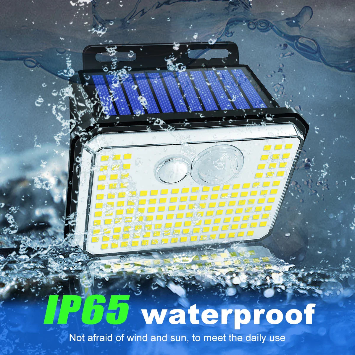Vistalux Solar Wandleuchte | 148 LEDs | 3 Lichtmodi & Bewegungssensor | IP65 Wasserdicht