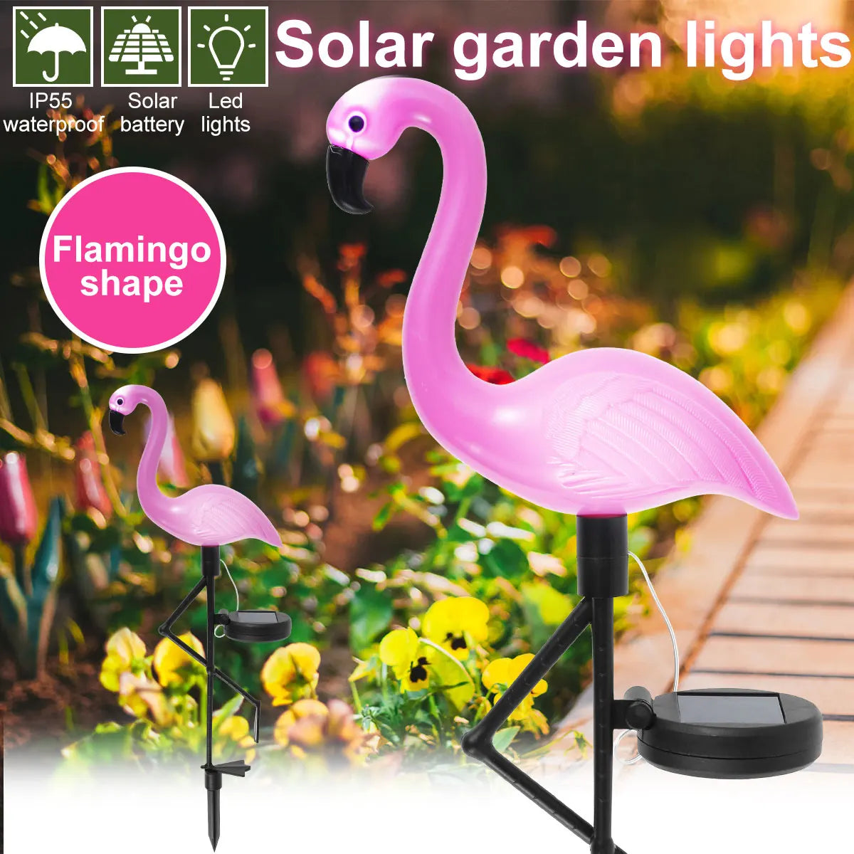 TropicaGlow Solarleuchte | Flamingo Design | Wetterfest & Solarbetrieben