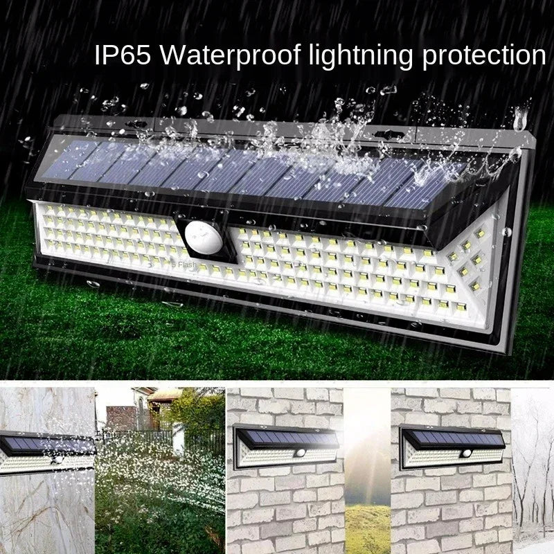 SafeRay 90 LED Solarleuchte | 3 Modi | Bewegungssensor | Wetterfest | Für Garten & Hof