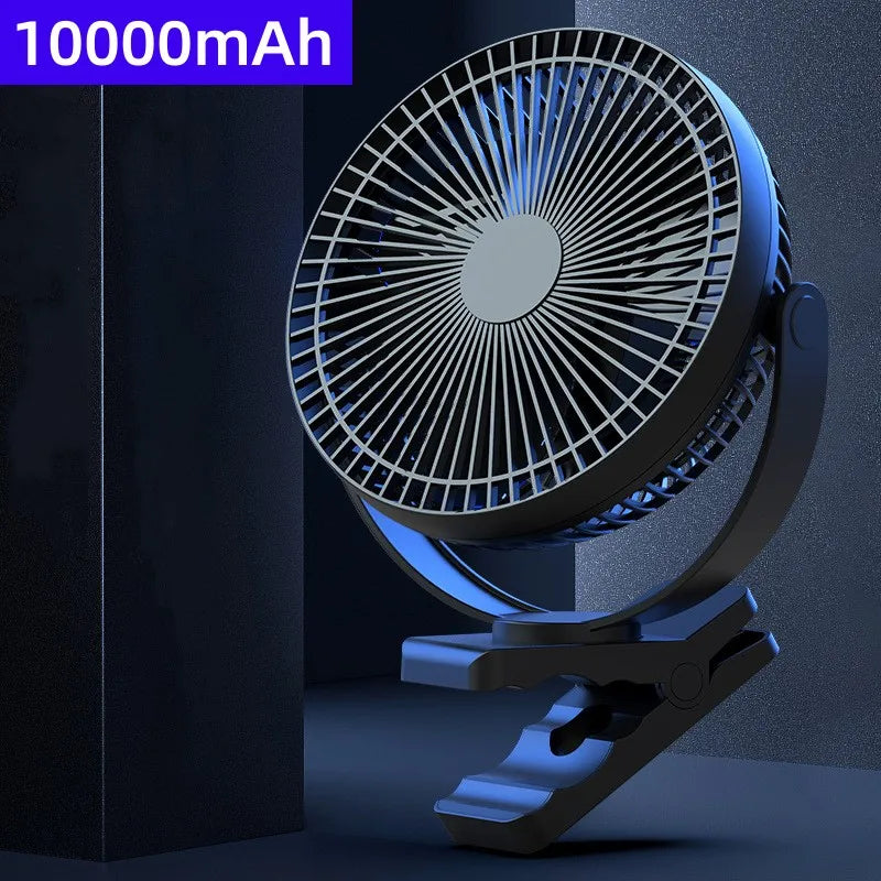 AerisClip Akku-Ventilator | 360° Rotation | 10000mAh | Mit Clip & USB-C