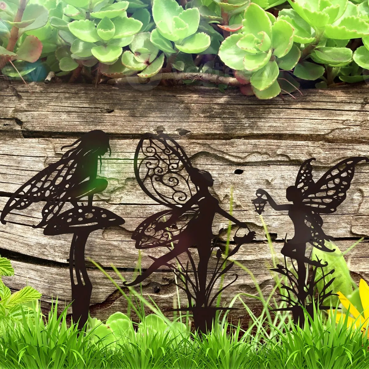 Mythoria Gartenfee Dekofigur | Metall Silhouette | Wetterfest & Rostfrei | Für Rasen & Beet