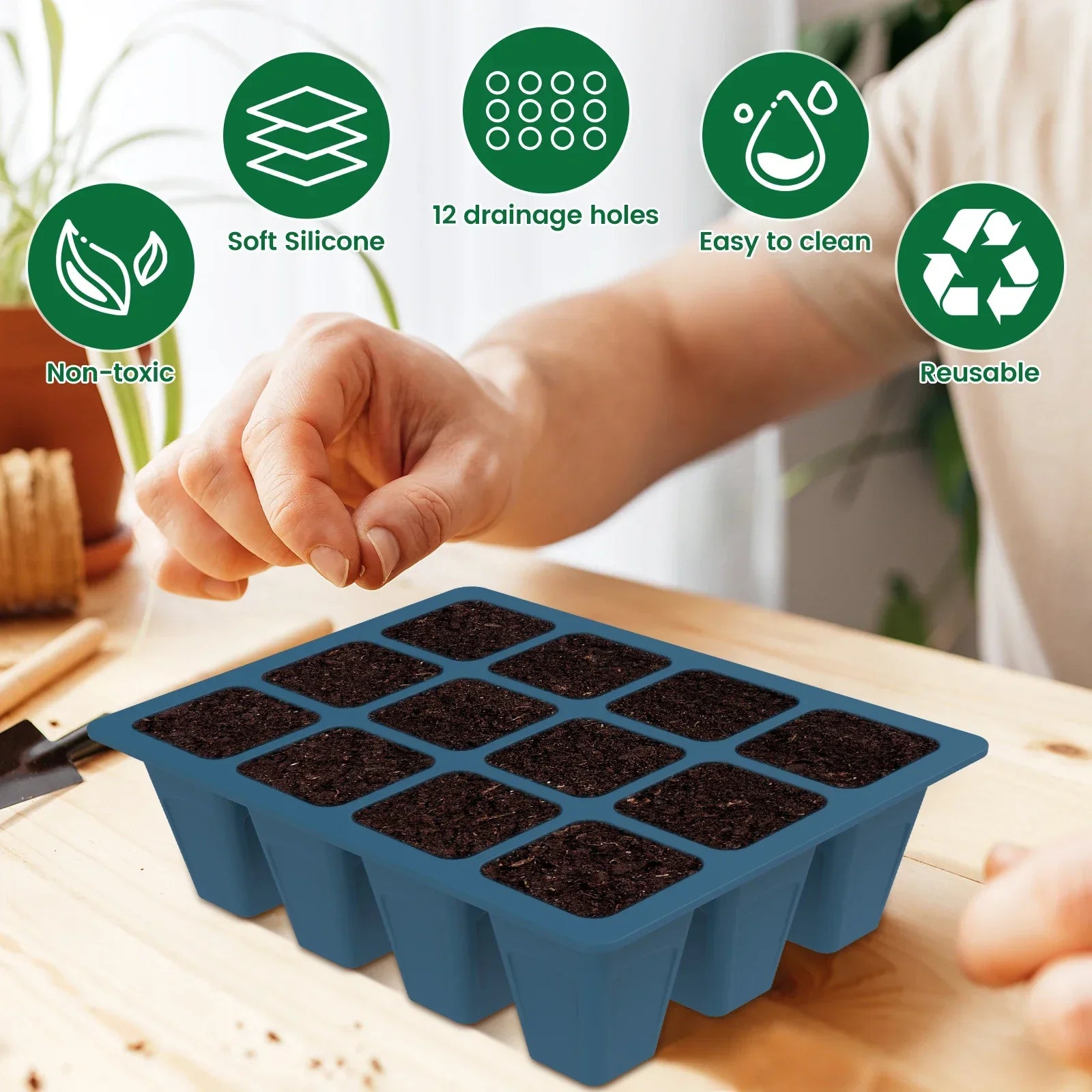RootFlex Anzuchtplatte | 100 % Silikon | Wiederverwendbar & Wetterfest | Für Kräuter, Gemüse & Blumen