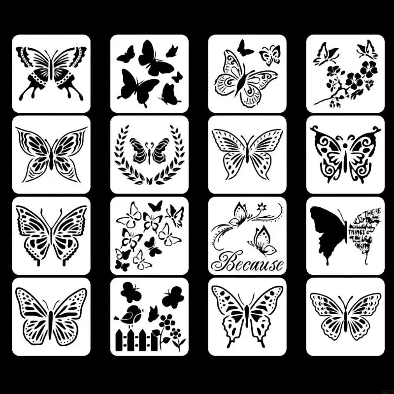 FloraCraft Wings | Schmetterlings-Schablonenset | 16 Designs für kreative DIY-Projekte