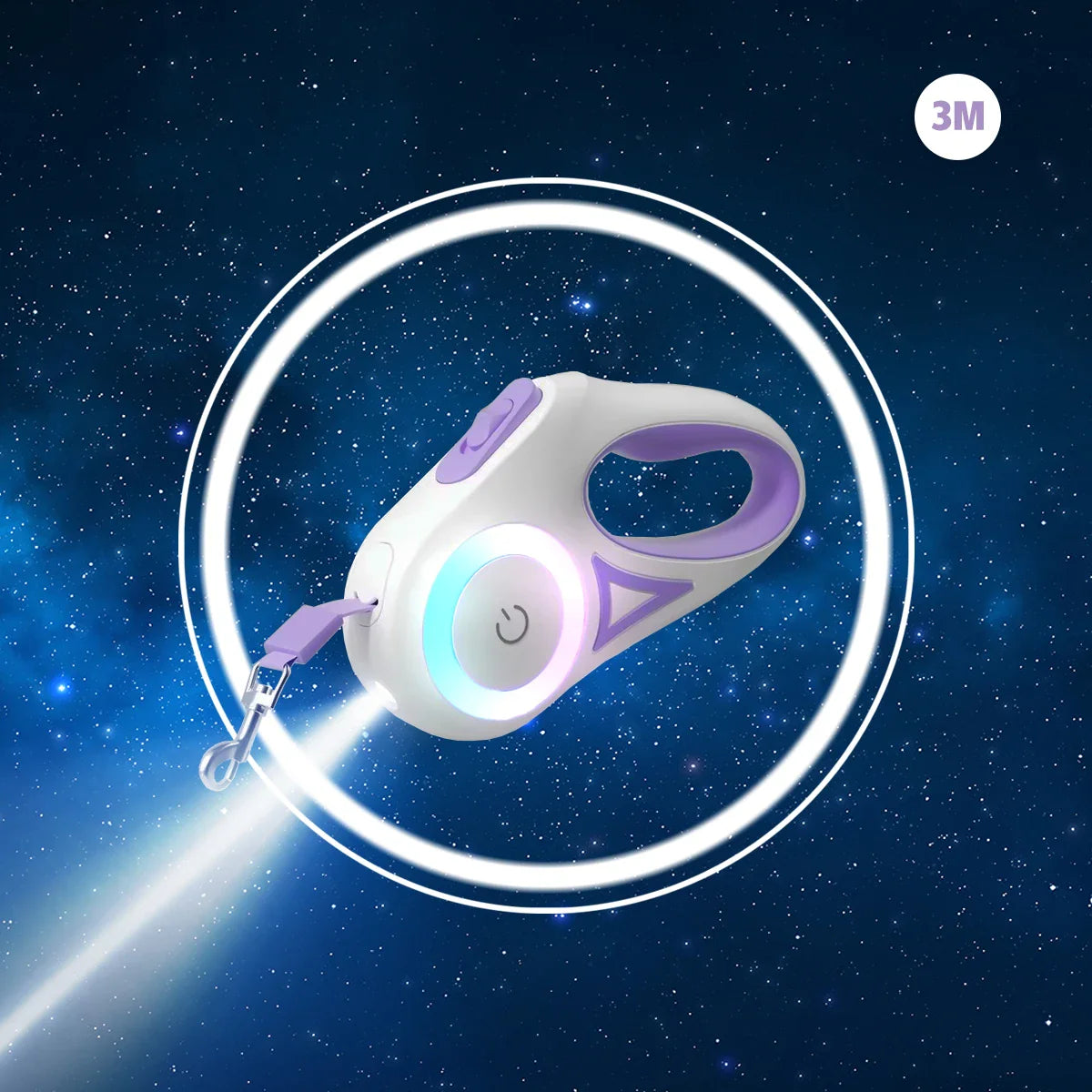 GlowPaw FlexiLeash | LED Rollleine für Hunde & Katzen | Ergonomisch & Sicher bei Nacht | Für Spaziergänge bei Dunkelheit | Ausziehbar & Mit Einhandbremse