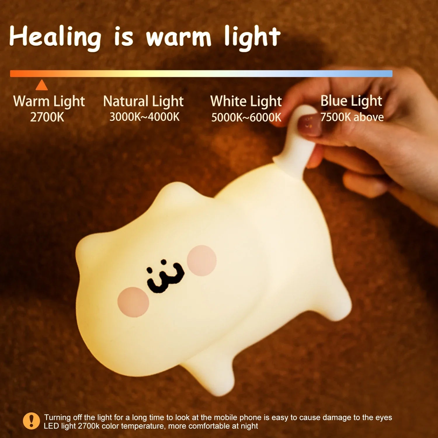 GlowBunny LED Nachtlicht | Farbwechsel & Touchsteuerung | Für Kinderzimmer, Schlafzimmer & Wohnzimmer | Weiches Silikon & USB-betrieben