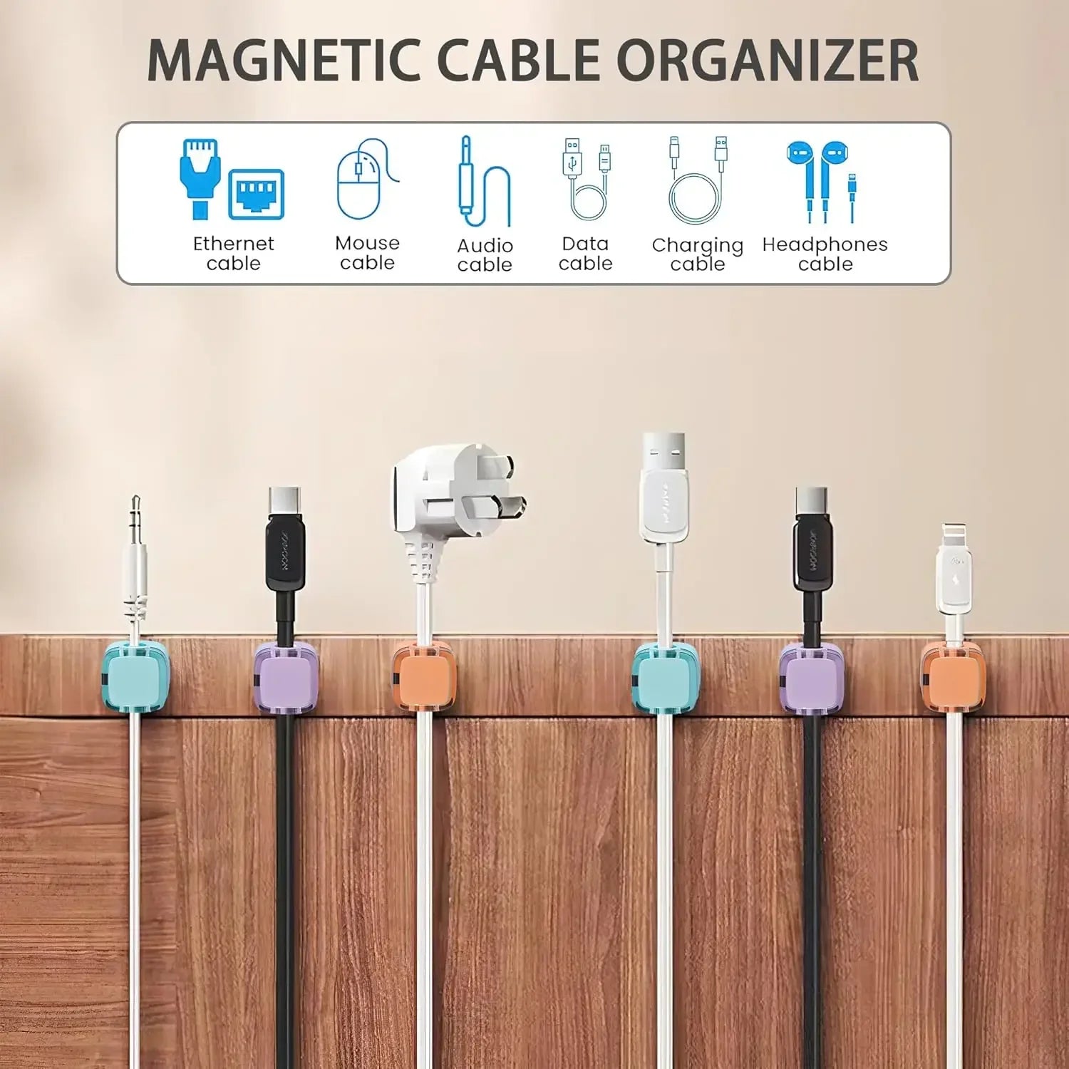 CableMate Kabelorganizer | Magnetisch | Selbstklebend | Schwarz