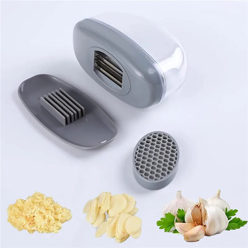 CookMate | Knoblauchschneider 2-in-1 | Edelstahlklingen & Silikongriff | Küche & Kochen