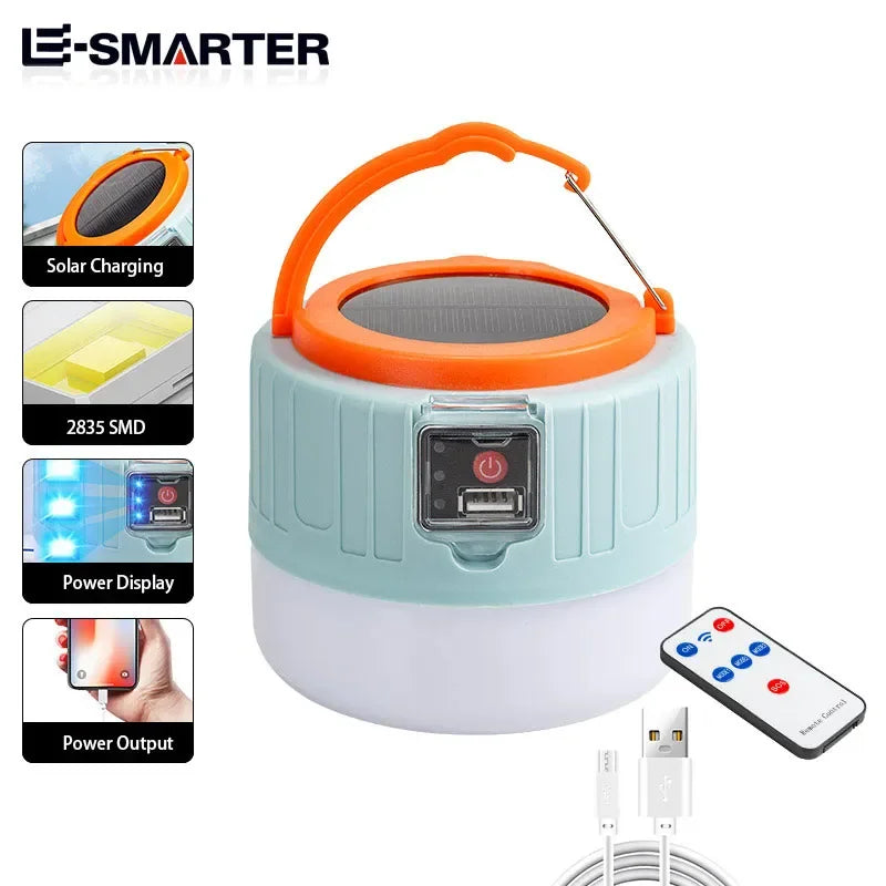 Solance LED Campinglampe | Solar & USB | 3 Modi & Fernbedienung | 60W Outdoor Laterne